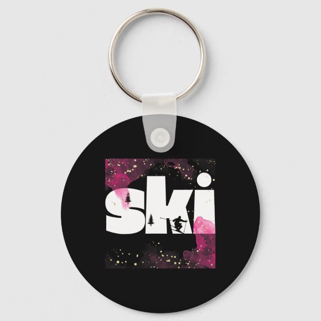 Skiing On Slopes6  Key Ring (Front)