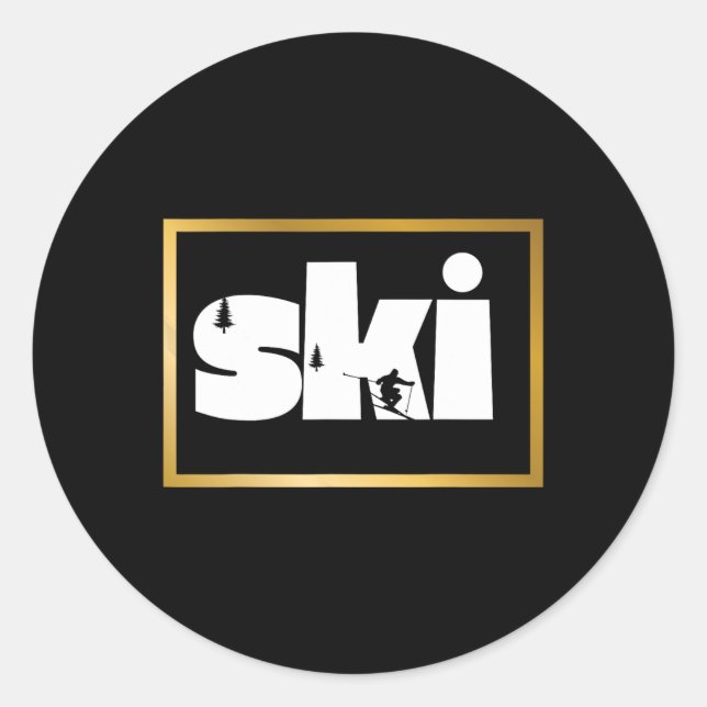 Skiing On Slopes7  Classic Round Sticker (Front)