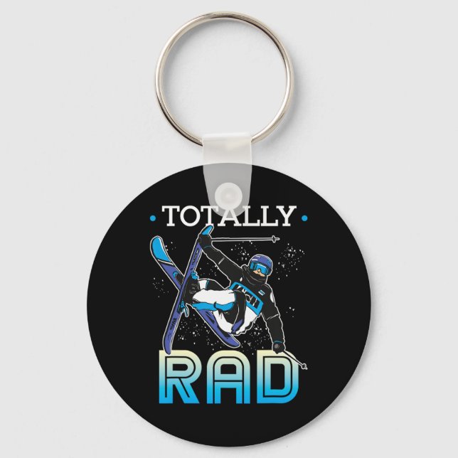 Skiing Outfit Nordic Skier Ski Totally Rad  Key Ring (Front)