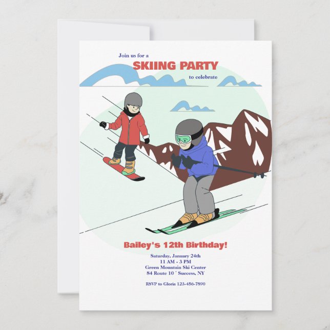 Skiing Party Invitation (Front)