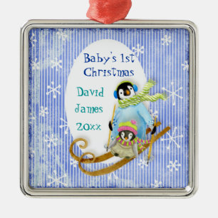 Skiing Penguin Baby's 1st Christmas Ornament