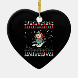 Skiing Penguin Christmas Ceramic Tree Decoration