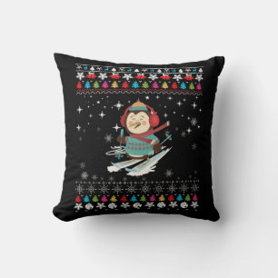 Skiing Penguin Christmas Cushion