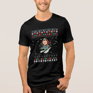 Skiing Penguin Christmas Tri-Blend Shirt