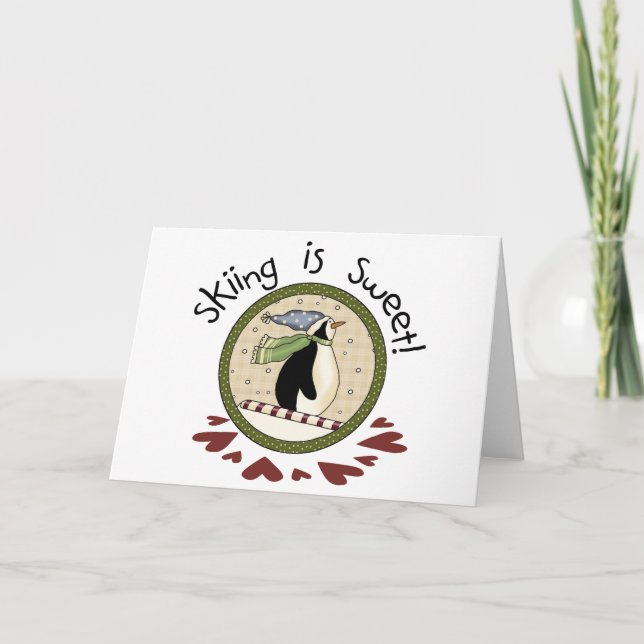 Skiing Penguin Holiday T-shirts and Gifts (Front)