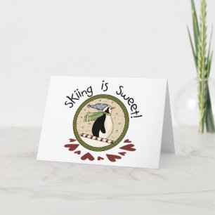 Skiing Penguin Holiday T-shirts and Gifts Card