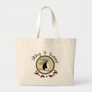 Skiing Penguin Holiday T-shirts and Gifts Large Tote Bag