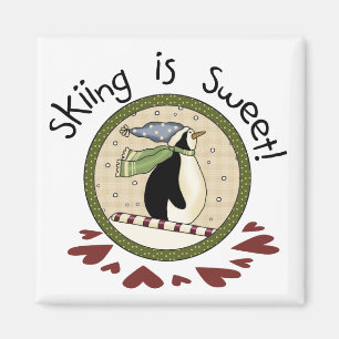Skiing Penguin Holiday T-shirts and Gifts Magnet