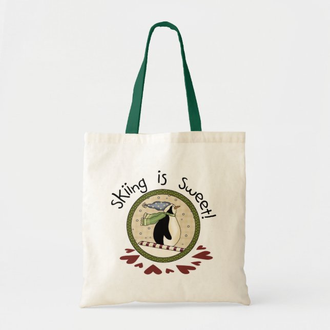 Skiing Penguin Holiday T-shirts and Gifts Tote Bag (Front)