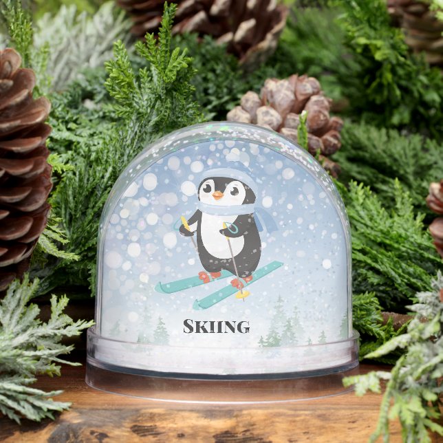 Skiing Penguin Sport Design Snow Globe (Winter)