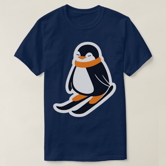 Skiing Penguin T-Shirt (Design Front)