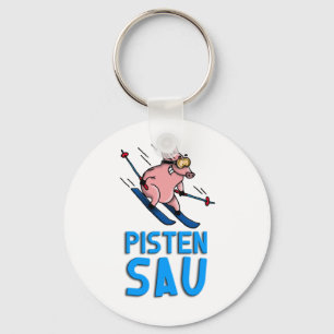 skiing pig key ring