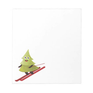 Skiing Pine Tree Cute Snow Sports Winter Notepad