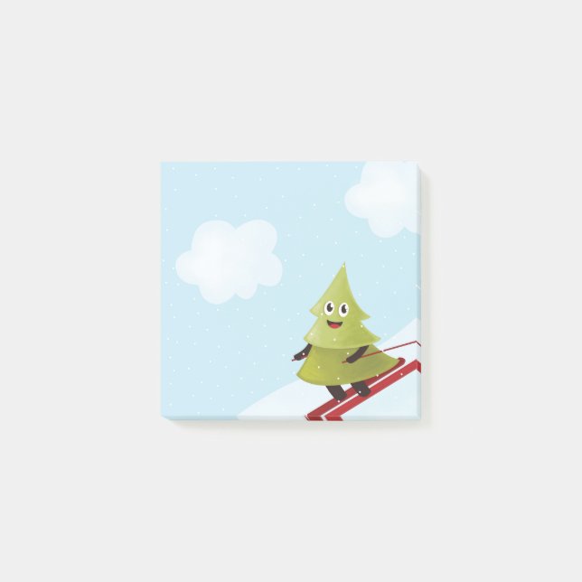 Skiing Pine Tree Cute Snow Sports Winter Post-it Notes (Front)