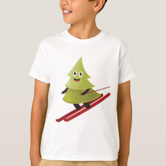 Skiing Pine Tree Cute Snow Sports Winter T-Shirt