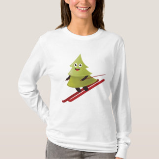 Skiing Pine Tree Cute Snow Sports Winter T-Shirt
