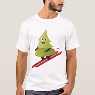 Skiing Pine Tree Cute Snow Sports Winter T-Shirt