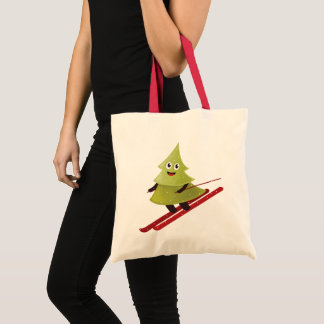 Skiing Pine Tree Cute Snow Sports Winter Tote Bag