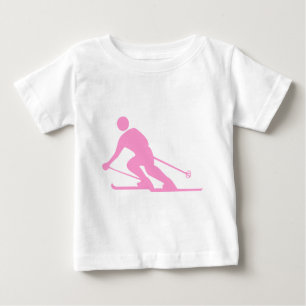 Skiing - Pink Baby T-Shirt