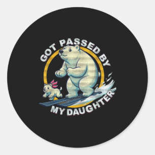 Skiing Polar Bear Design Got Ped By My Daughter Fu Classic Round Sticker