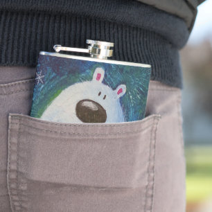 Skiing Polar Bear Hip Flask