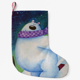 Skiing Polar Bear Small Christmas Stocking