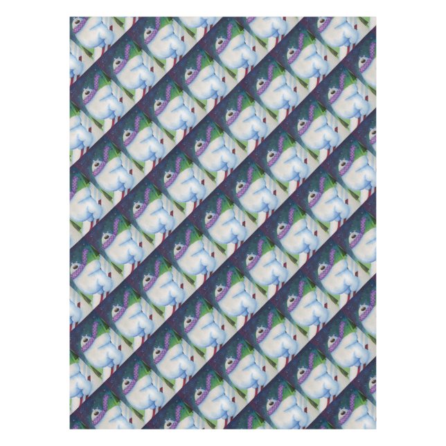 Skiing Polar Bear Tablecloth (Front)