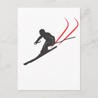 skiing postcard