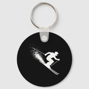 Skiing Powder Spray Extreme Winter Sports Skier Mo Key Ring