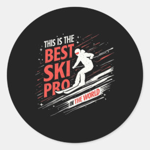 Skiing Professional Mountain Snow Sport Classic Round Sticker