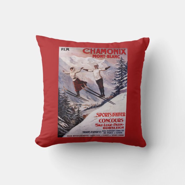 Skiing Promotional Poster Cushion (Front)