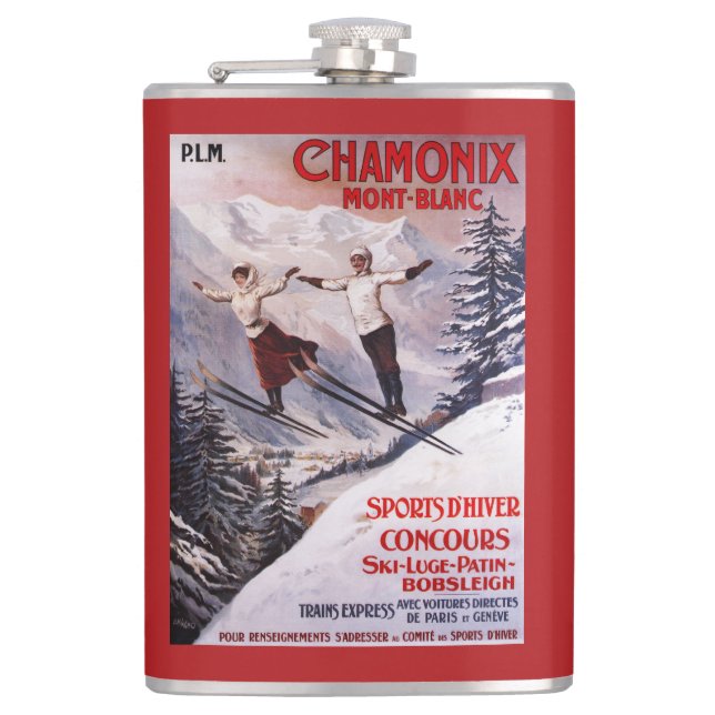 Skiing Promotional Poster Hip Flask (Front)