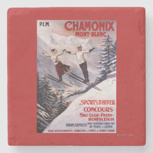 Skiing Promotional Poster Stone Coaster