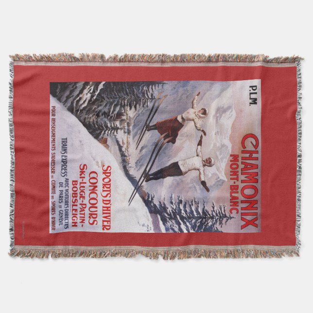Skiing Promotional Poster Throw Blanket (Front)