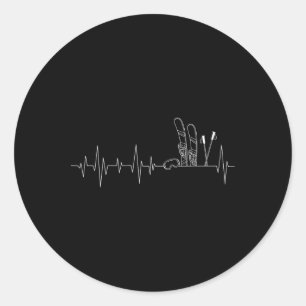 Skiing Pulse Heartbeat - Freestyle Skier Winter Sp Classic Round Sticker