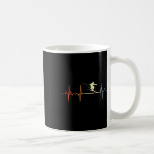 Skiing Pulse Line Vintage Ski Heart Line Coffee Mug
