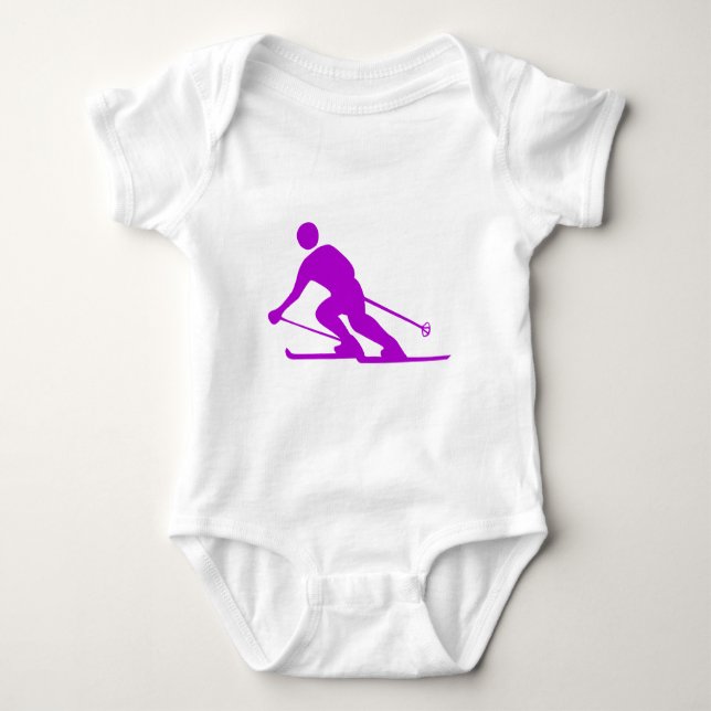 Skiing - Purple Baby Bodysuit (Front)