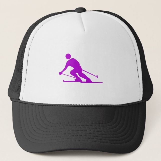 Skiing - Purple Trucker Hat (Front)
