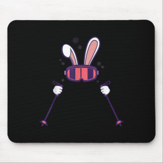 Skiing Rabbit Ski Poles Ski Goggles Easter Bunny  Mouse Mat