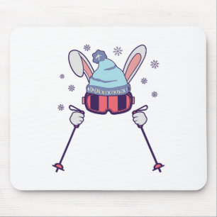 Skiing Rabbit With Goggles And Ski Beanie Winter S Mouse Mat
