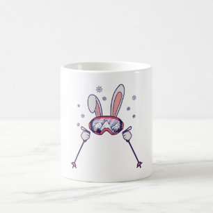 Skiing Rabbit with ski poles and ski goggles Coffee Mug