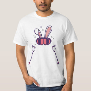 Skiing Rabbit with Ski Poles and Ski Goggles Easte T-Shirt