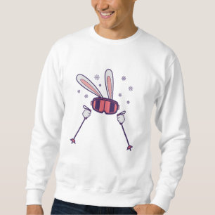 Skiing Rabbit with ski poles and ski goggles Sweatshirt