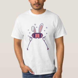 Skiing Rabbit with ski poles and ski goggles T-Shirt