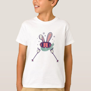 Skiing Rabbit with ski poles and ski goggles T-Shirt