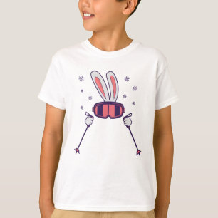 Skiing Rabbit with ski poles and ski goggles T-Shirt