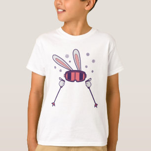 Skiing Rabbit with ski poles and ski goggles T-Shirt