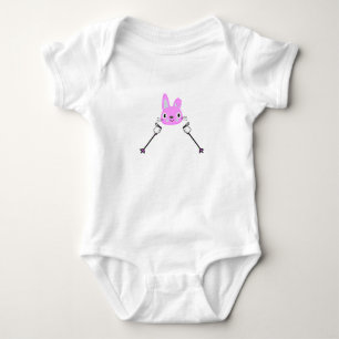 Skiing Rabbit with ski poles Baby Bodysuit