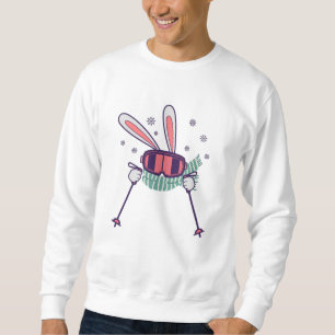 Skiing Rabbit with ski poles ski goggles and scarf Sweatshirt