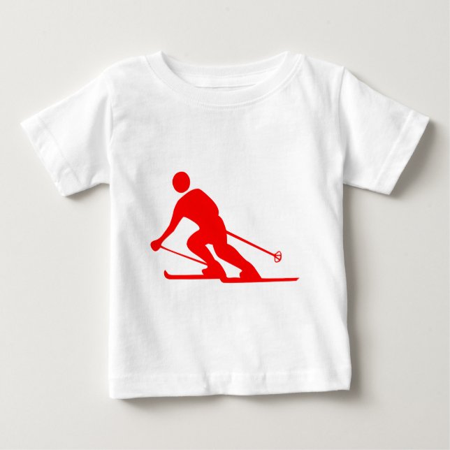 Skiing - Red Baby T-Shirt (Front)
